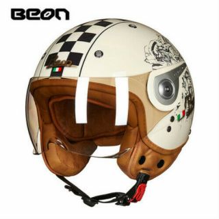 2019 Beon Motorcycle Retro Helmet Chopper 3/4 Open Face Vintage Moto Ece Helmets