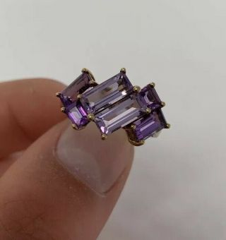 9ct Gold Amethyst Large Cluster Ring 9k 375.