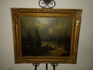 Antique Landscape Oil Painting On Canvas