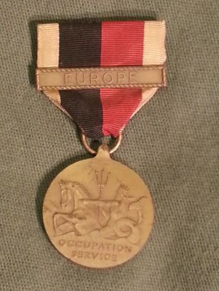 Wwii Us Navy Occupation Service Medal Europe Clasp Ribbon Bar Us Period Ww2