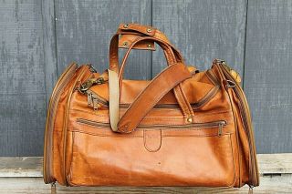 Vtg.  Hartmann Luggage Belting Leather Duffle Bag Carry On