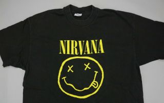 Vintage 1990 ' s Nirvana Smiley T - Shirt • Stedman Hi - Cru USA • X - Large 3