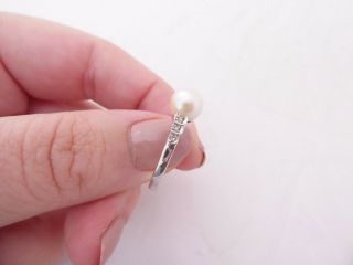 18ct gold diamond ring,  cultured pearl art deco design 18k 750 2