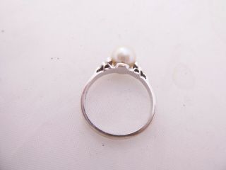 18ct gold diamond ring,  cultured pearl art deco design 18k 750 5