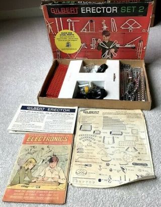 Vintage 1974 Gilbert Erector Set 2 With Instructions And Box