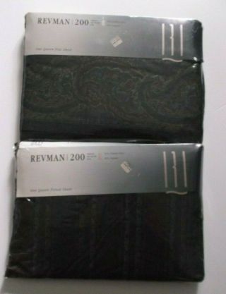 Vintage Revman Queen Fitted & Flat Sheet Talisman Made In Usa Nip