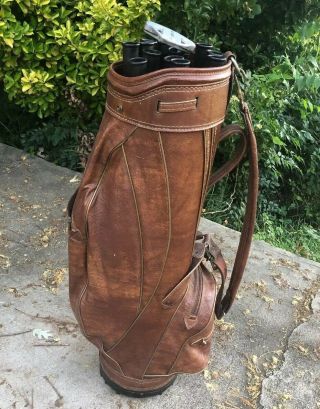 Rare Vintage Vinyl Sunday Carry Golf Bag Westerrn Tooled Burton Brown