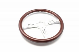 MOMO Steering Wheel Heritage Grand Prix Mahogany Wood Silver Spokes 350mm 3