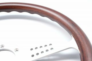 MOMO Steering Wheel Heritage Grand Prix Mahogany Wood Silver Spokes 350mm 5