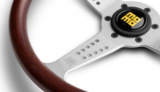 MOMO Steering Wheel Heritage Grand Prix Mahogany Wood Silver Spokes 350mm 6