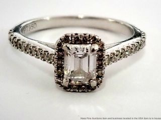 Vintage Platinum Emerald Cut Halo Fine 0.  95tcw Diamond Engagement Ring Size 5.  75