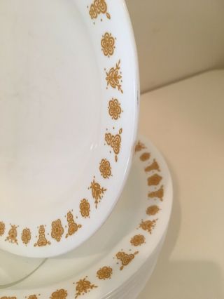 9 Vintage Corelle Pyrex Compatibles Butterfly Gold Flat Rim Pasta Soup Bowls EUC 6