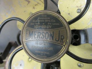 VINTAGE EMERSON JR.  ELECTRIC FAN 10 INCH METAL BLADE OSCILLATING MADE IN USA 2