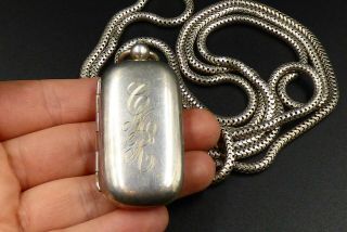 Antique Sterling Silver Coin Purse Holder Gold Wash With 56 Inch Chain