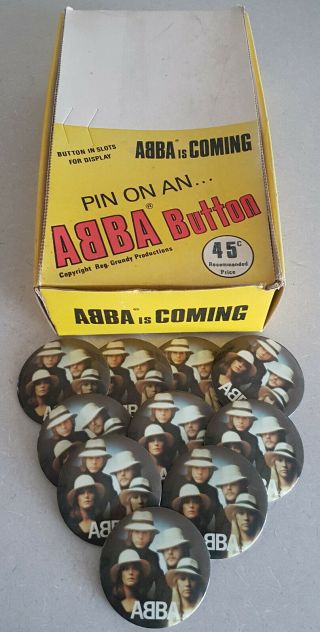 Abba Australian Badge Button Box - Vintage 1970 