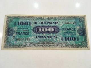 Wwii Us Allies 1944 Invasion Of France Money 100 Francs D - Day Overlord