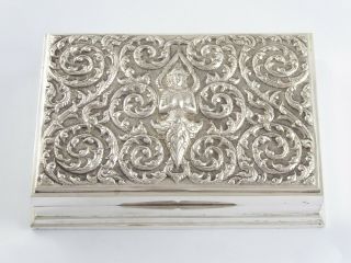 Vintage Thai Solid Sterling Silver Cigarette Trinket Box