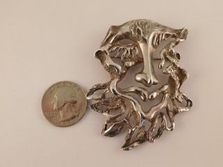 INDUSTRIA ARGENTINA STERLING SILVER MODERNIST PIN BROOCH LARGE FACE ABSTRACT 925 6