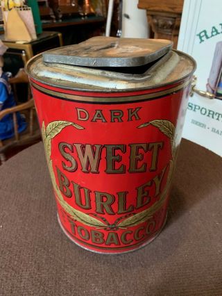 Vintage 10 Pound Sweet Burley Tobacco Can " Watch Video "
