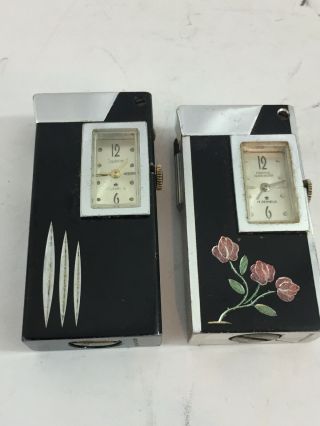2 Vintage Pocket Lighters With Watches - Swank & Prince Gardner