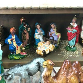 Vtg Italian Nativity Set Christmas Manger Scene 15 Figures Made in Italy Antique 3