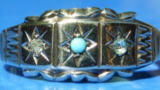Antique 9ct Gold turquoise & Diamond Ring B ' ham 1903 2