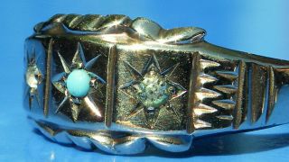Antique 9ct Gold turquoise & Diamond Ring B ' ham 1903 8