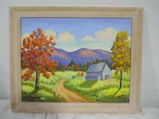 Vintage Signed Oil Painting " Harvest Time " Anna Lou Roberts