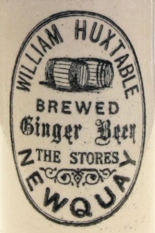 Vintage C1900s William Huxtable Newquay Cornwall Barrels Pict Ginger Beer Bottle