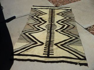 Vintage Navajo Traditional Or Chief Blanket Rug Rare Pattern 48 X 74 "