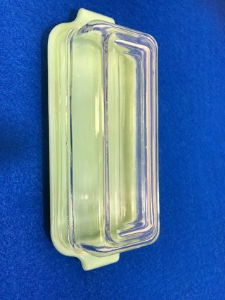 Rare Vtg Fire King Jadeite 1/4 LB.  Butter Dish w/ Crystal Lid Anchor Hocking 2