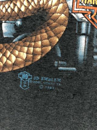 RARE VTG 80s 3D Emblem Harley Davidson PAPER THIN Rattlesnake Shirt Mens XL 5