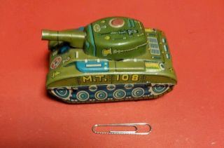 Vintage Small Tin Friction Toy Tank - - Made In Japan