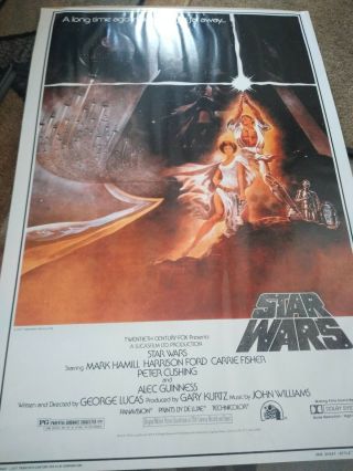 VINTAGE 1977 STAR WARS ONE SHEET STYLE A MOVIE POSTER 77/120 1993 GUC 3