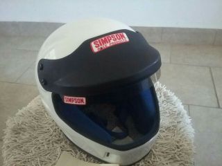 Vtg Simpson Race Product Helmet Sa85 White Sz M/l.