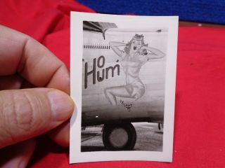 Old Ww2 Military Photo Snapshot Aircraft Nose Art A - 38