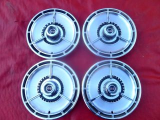 VINTAGE 1964 CHEVY L79 CHEVELLE MALIBU SS 3 BAR SPINNER HUBCAPS WHEEL COVERS 11