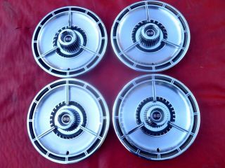 Vintage 1964 Chevy L79 Chevelle Malibu Ss 3 Bar Spinner Hubcaps Wheel Covers