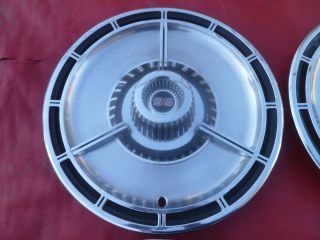 VINTAGE 1964 CHEVY L79 CHEVELLE MALIBU SS 3 BAR SPINNER HUBCAPS WHEEL COVERS 2