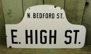 Vtg N.  Bedford St.  & E.  High St.  Humpback Porcelain Street Sign,  Pennsylvania