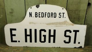 Vtg N.  Bedford St.  & E.  High St.  Humpback Porcelain Street Sign,  Pennsylvania 2