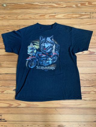 Vtg 1991 Harley Davidson 3d Emblem Survivors Honolulu Hawaii T - Shirt Usa Black