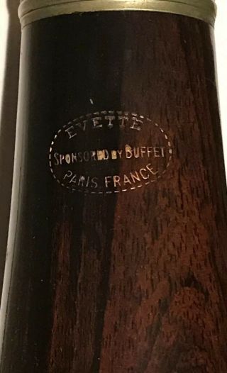 Vintage Wooden Evette Clarinet Sponsored by Buffet Made in Paris France 5
