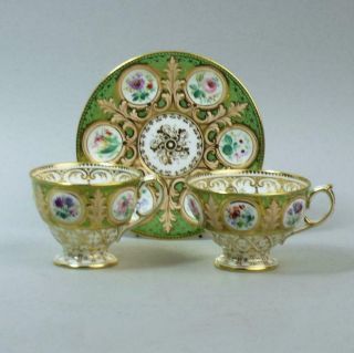 Antique Ridgway Porcelain Cabinet Cups & Saucer C.  1850