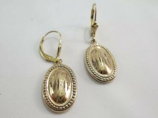 Victorian Gf Monogrammed W/beading Oval Drop Pierced Earrings - Lever Backs