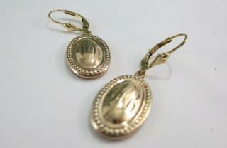 Victorian GF Monogrammed W/Beading Oval Drop Pierced Earrings - Lever Backs 2