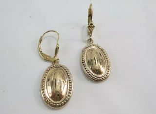 Victorian GF Monogrammed W/Beading Oval Drop Pierced Earrings - Lever Backs 6