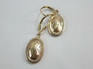 Victorian GF Monogrammed W/Beading Oval Drop Pierced Earrings - Lever Backs 7