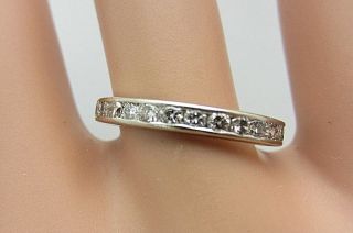 Vintage 14k White Gold 1.  00 Ct Diamond Eternity Wedding Band Channel Set Ring