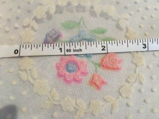 Vintage Sheer White Flocked Fabric With Multi Colored Flowers & Dotted Swiss 4